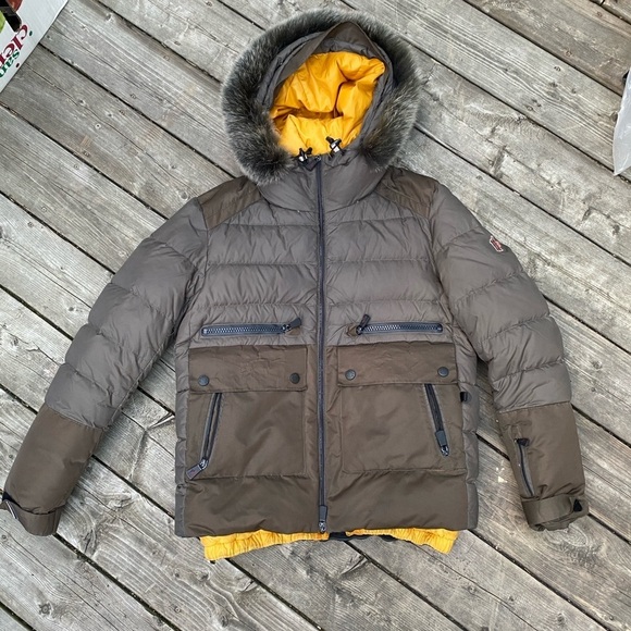 Moncler Grenoble Remarde Down Coat Jacket Size 2 Green Olive - Picture 15 of 16